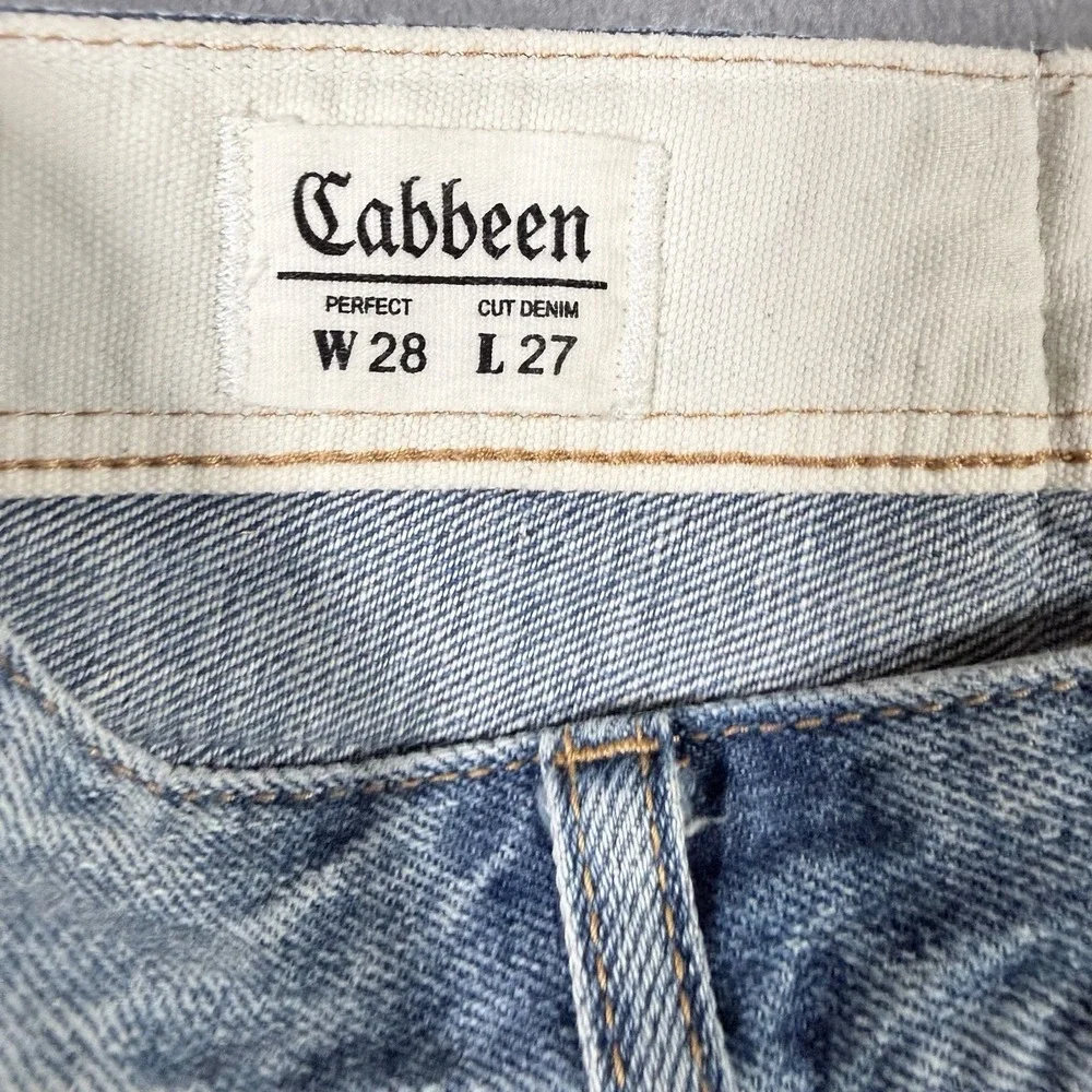 Cabbeen Distressed Jeans 28x27 Blue Denim Y2K Grunge Streetwear Taper FZT 81006